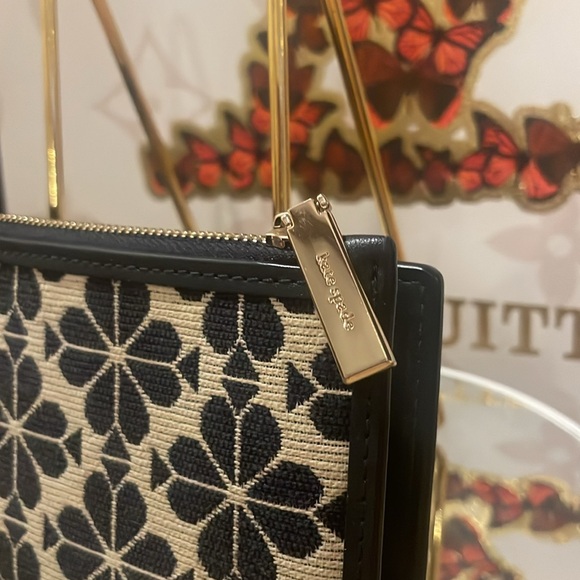 Kate Spade Flower Jacquard Wallet Blue Multi - slim - Picture 9 of 9